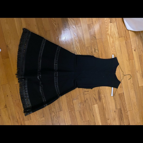 Parker Crew Neck Mini Dress w/ laser cut leather details - Picture 3 of 5